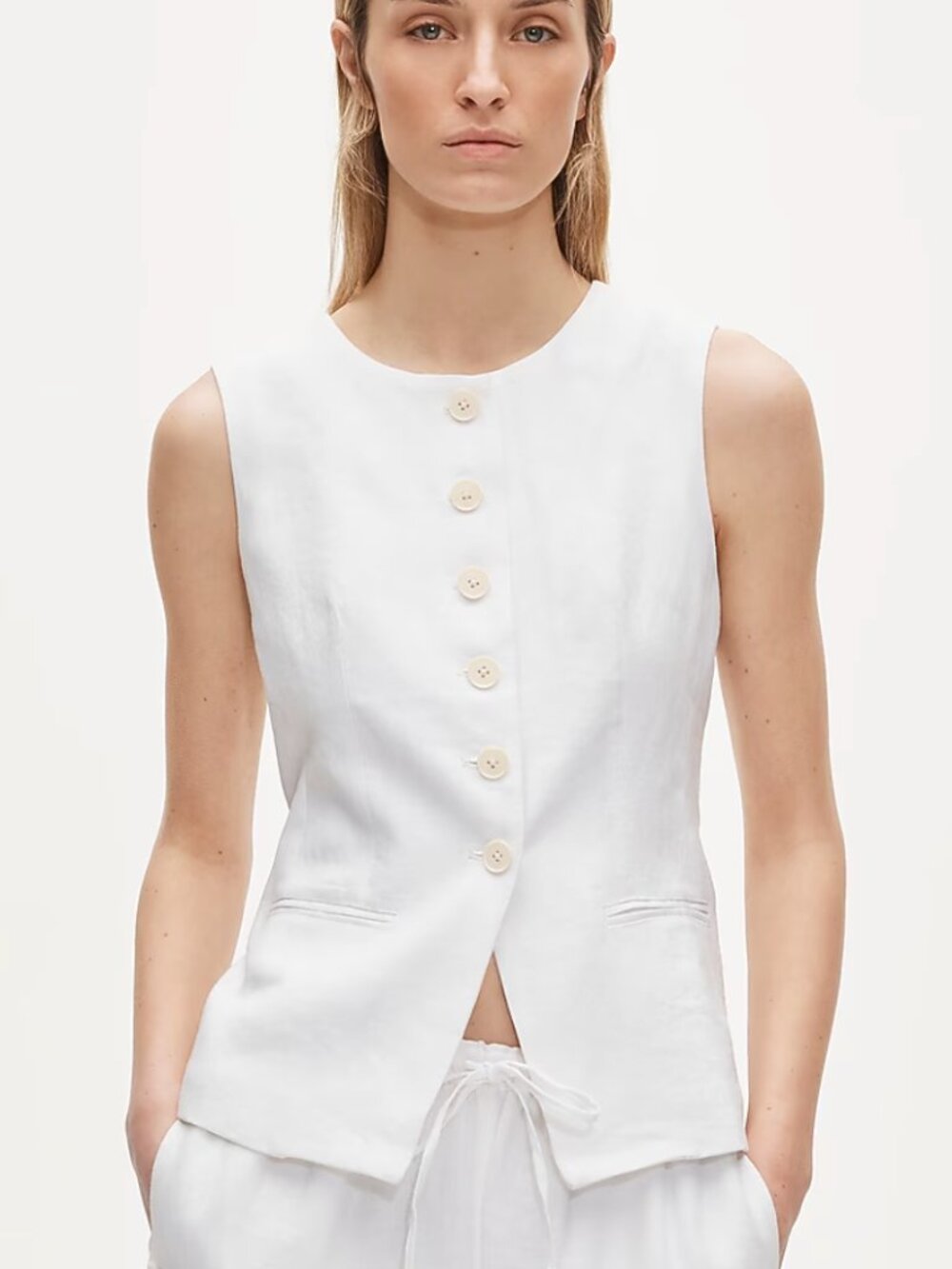 Cutaway vest top in linen white SZ 6